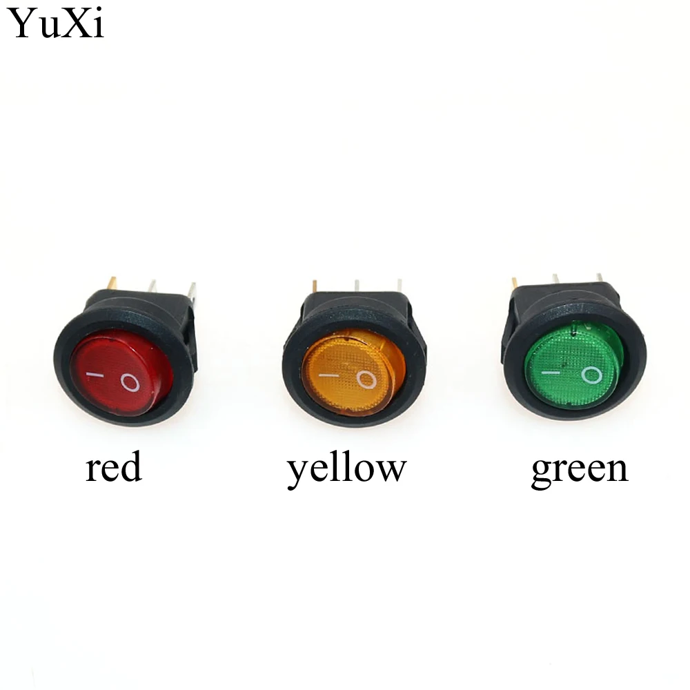 

YuXi красный, желтый, зеленый светильник ON-OFF SPST Круглый кулисный переключатель 6A/250V 10A/125V AC