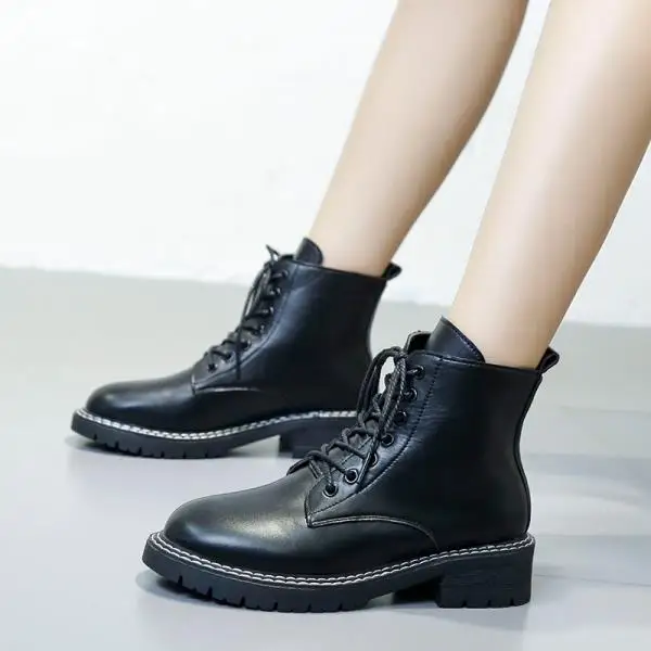 Bootee/ г.; женские ботинки до середины икры с круглым носком; женская обувь; ботинки на низком каблуке со шнуровкой; роскошные дизайнерские зимние сапоги на резиновой подошве - Цвет: 2