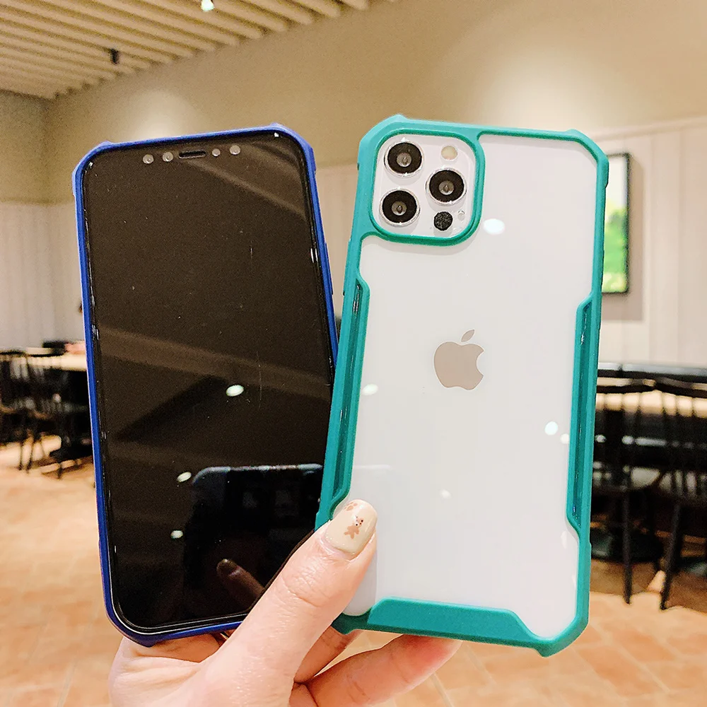 Luxury Clear Phone Case For iPhone 13 12 11 Pro Max X XR XS Max 7 8 Plus SE 2020 Shockproof Bumper Transparent Cover Cases Coque