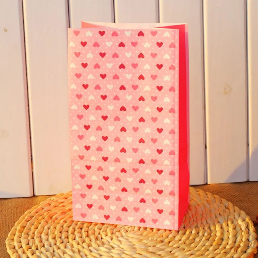 Пакет из крафт-бумаги в форме розового сердца пакеты для сувениров вечеринок