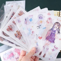 6pcspack kawaii second element girl stationery stickers cute cartoon sticker scrapbook decoration school supplies