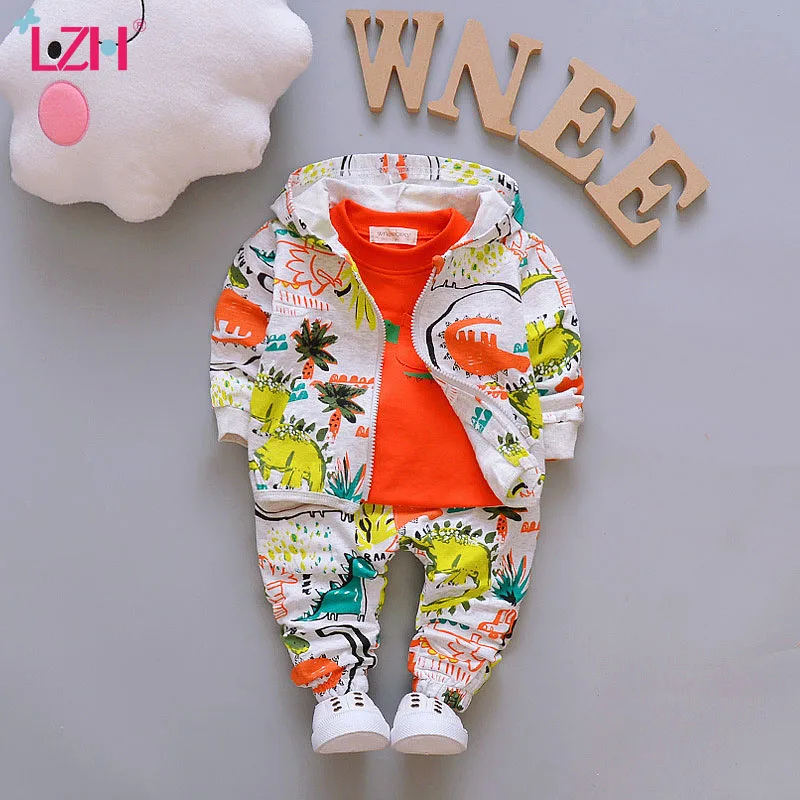 Детская одежда LZH костюм для маленьких мальчиков мультяшный Топ штаны наряд
