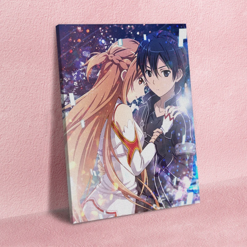 Меч искусство онлайн Холст плакат настенное Kirito and Asuna модульная Hd печать картина
