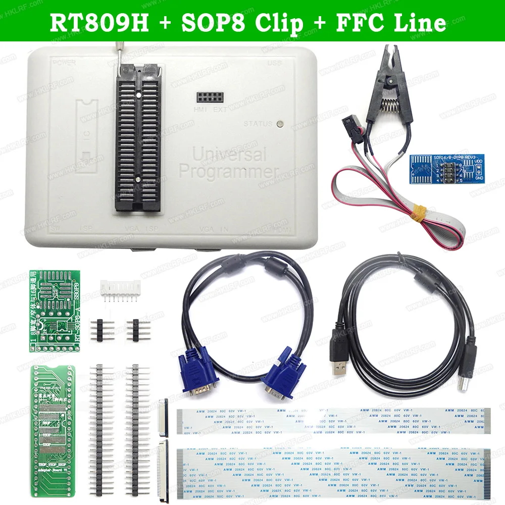 Новый RT809H EMMC Nand Flash Универсальный USB программатор с зажимом SOP8 + линия