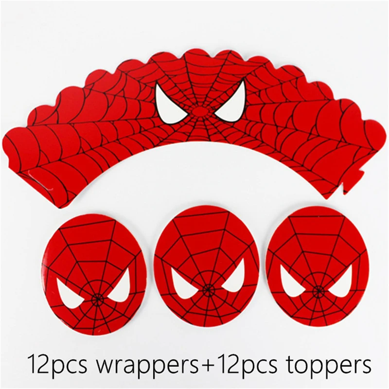 Набор из 24 штук Человек-паук бумажные Формы для кексов выбирает Дети Детские День