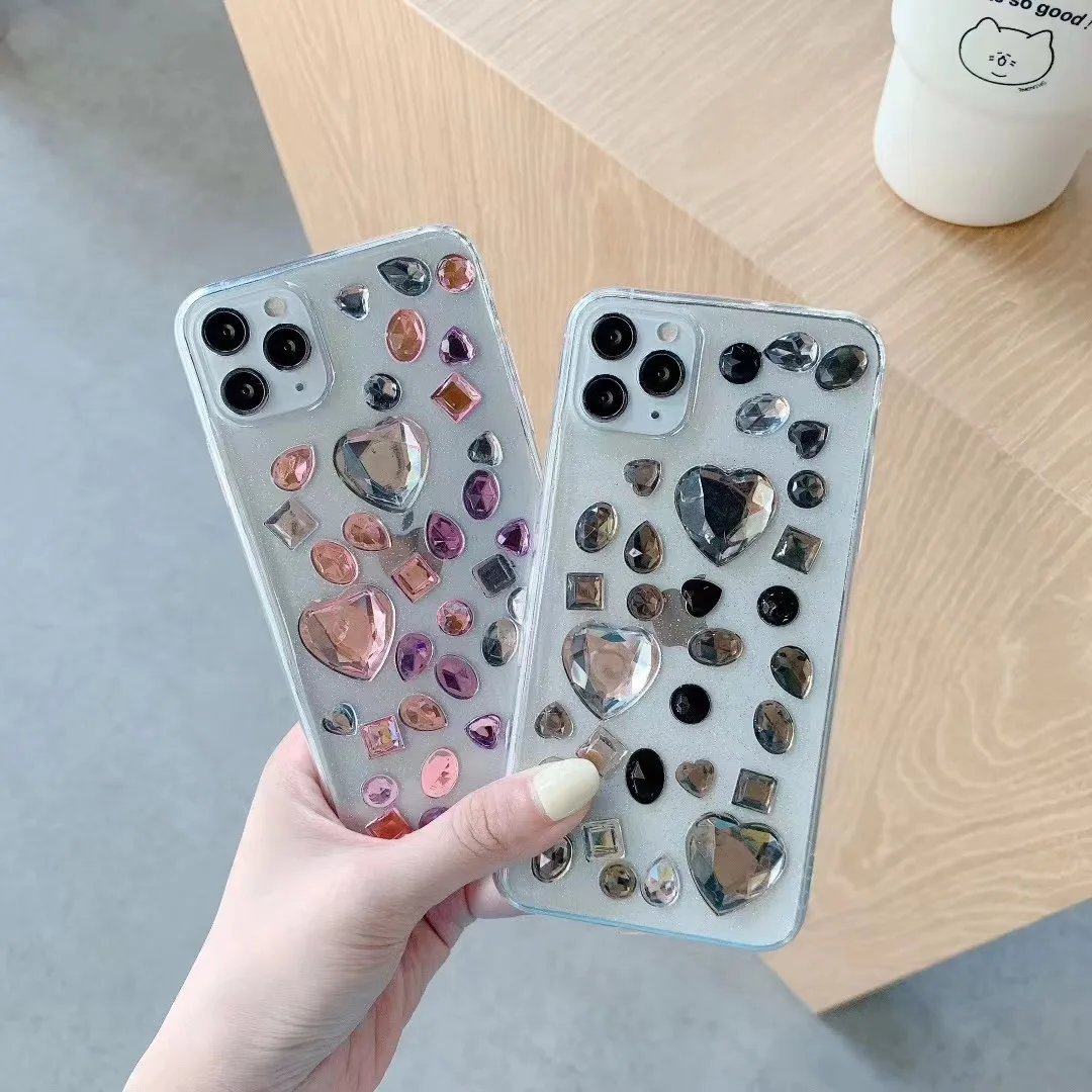Роскошный хрустальный лазерный блестящий чехол для телефона с любовным сердцем