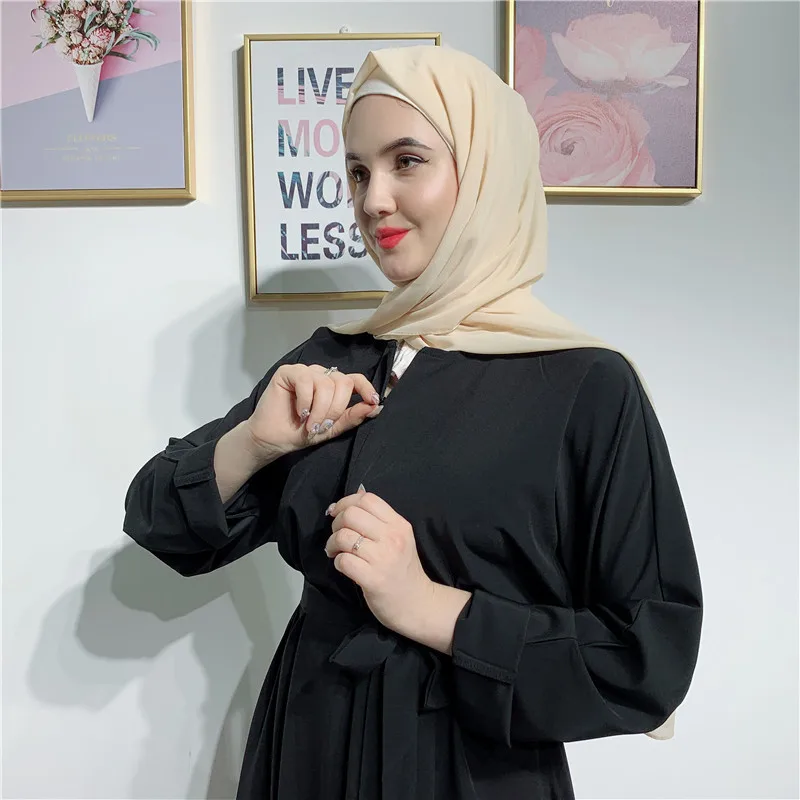 2019 Abaya Дубай модное однотонное классическое мусульманское простое платье для
