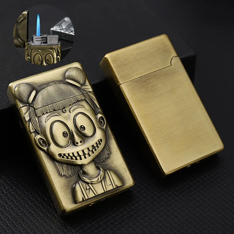 

Metal Windproof Inflatable Lighter Gas Lighter Creative Multiple Pattern Options Blue Flame Cigar Butane Lighters Gadgets