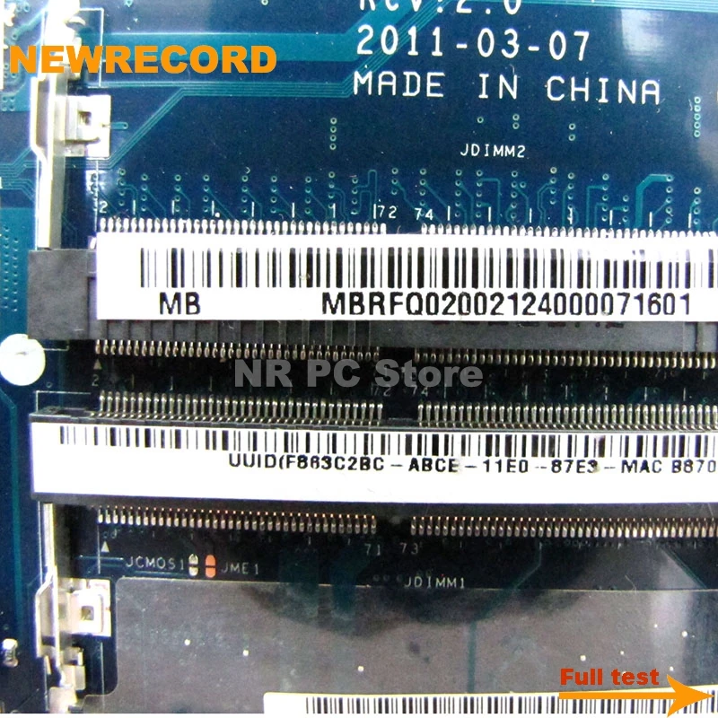 NEWRECORD P3MJ0 LA-7121P MBRFQ02002 для ноутбука Acer aspire 3830 т 3830TG Материнская плата GT540M GPU HM65 DDR3