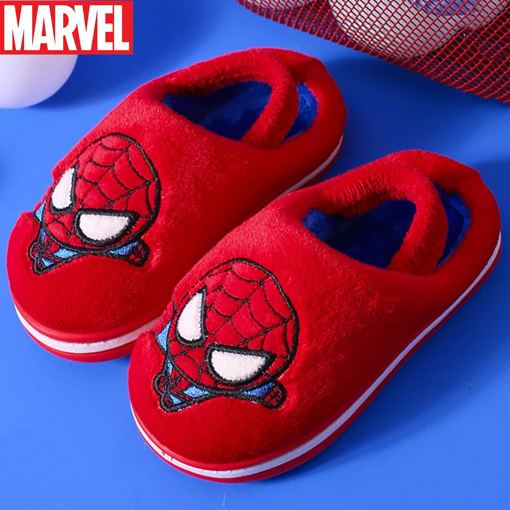 Детские хлопковые тапочки Marvel с мягкой подошвой для спальни зимние мальчиков