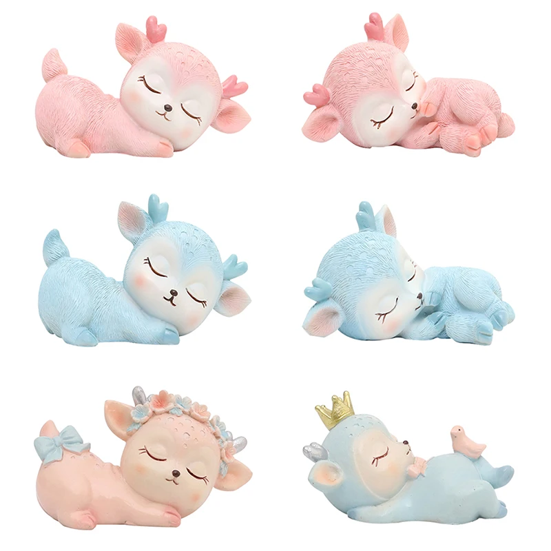 Фигурки оленя игрушки смола Спящий ребенок олень мини 3D лось украшения торт