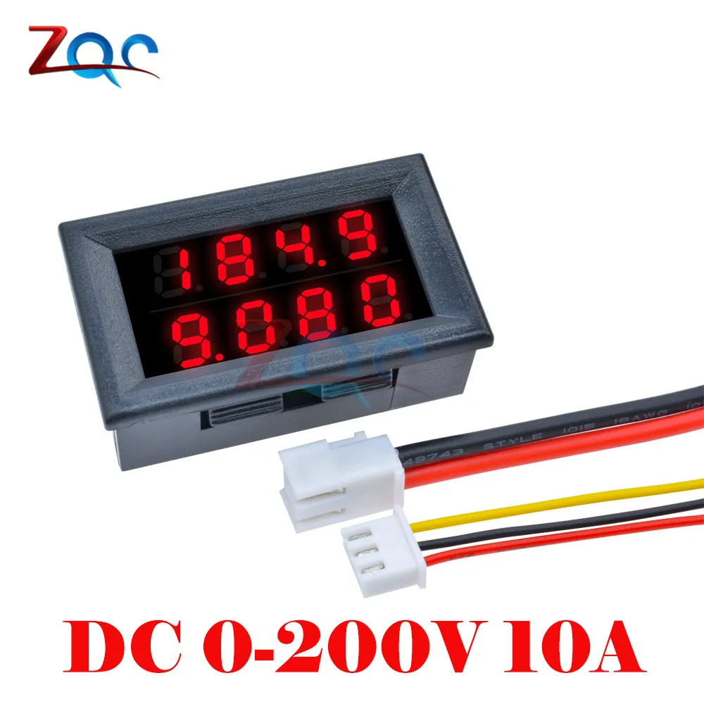 

Мини-DC 4-битный двойной цифровой вольтметр Амперметр DC 200 В 10 А Напряжение Ток Вольт Ампер Монитор Измеритель Детектор Тестер источника питания