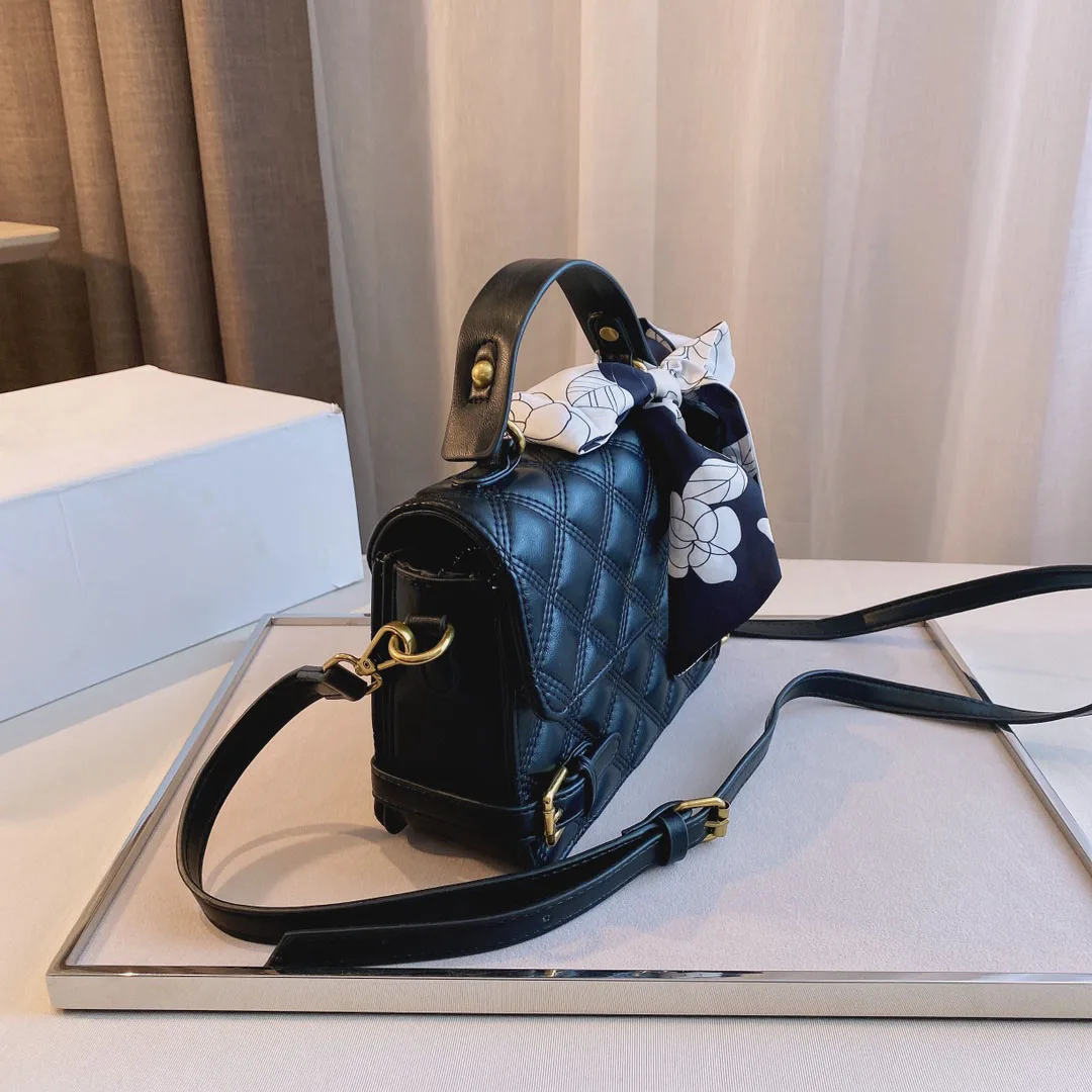 

With Logo Solid Color Simplicity Bags for Women Sewing Thread Fashion Handbag Lozenge One Shoulder Bag Messenger Bag