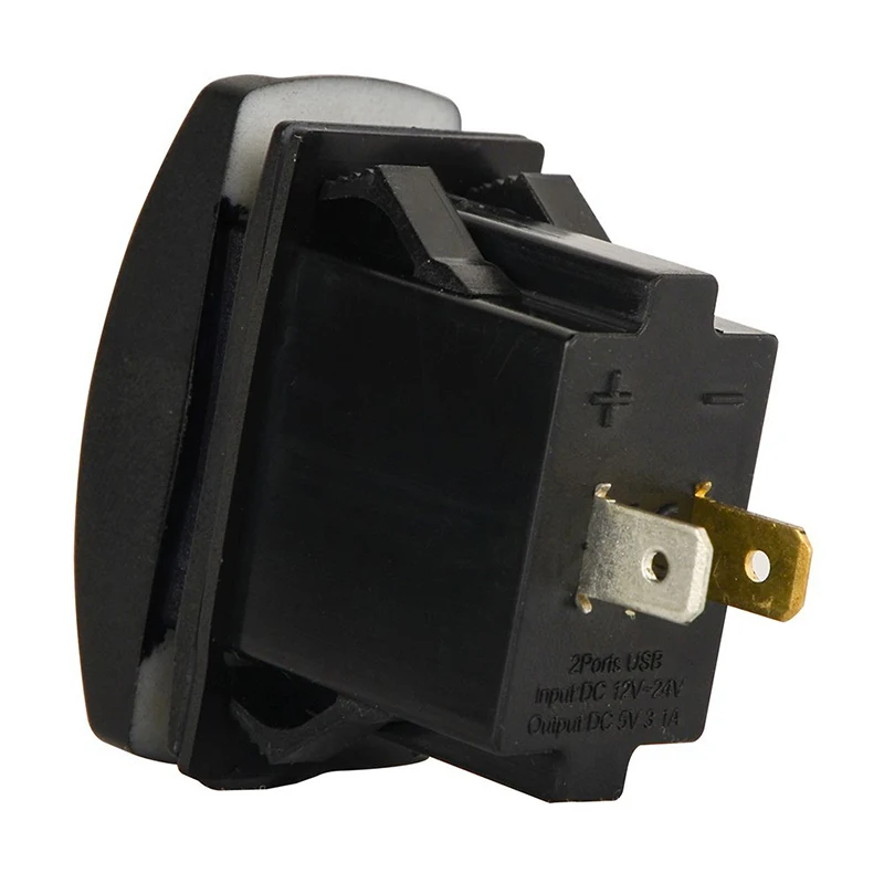 

3.1A Dual USB Car Cigarette Lighter Socket Splitter Charger Power Adapter 12-24V LED Light Rocker Switch Panel