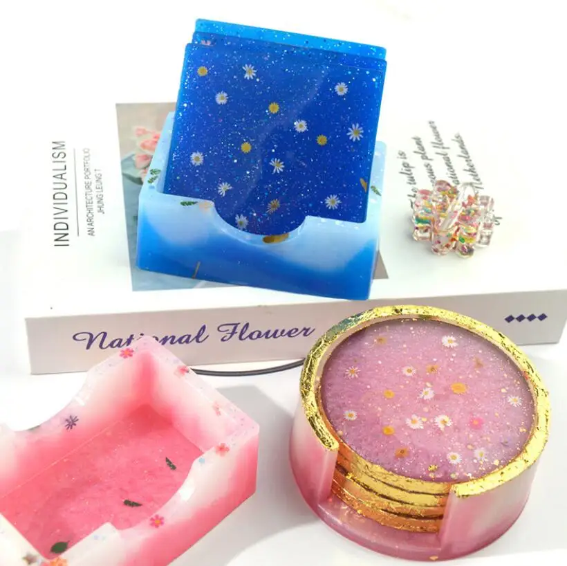 Форма Силиконовая Круглая для квадратная Подставка под стакан сделай сам