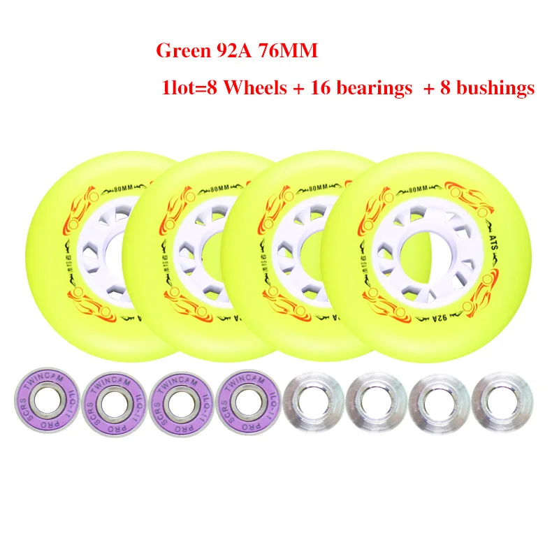 Yellow 76mm bearings 92A Slide 80 76 72 мм встроенные колеса для роликовых коньков для слалома Slide обувь для катания на коньках для детей и взрослых для SEBA Powerslide LZ72 - Цвет: Yellow 76mm bearings