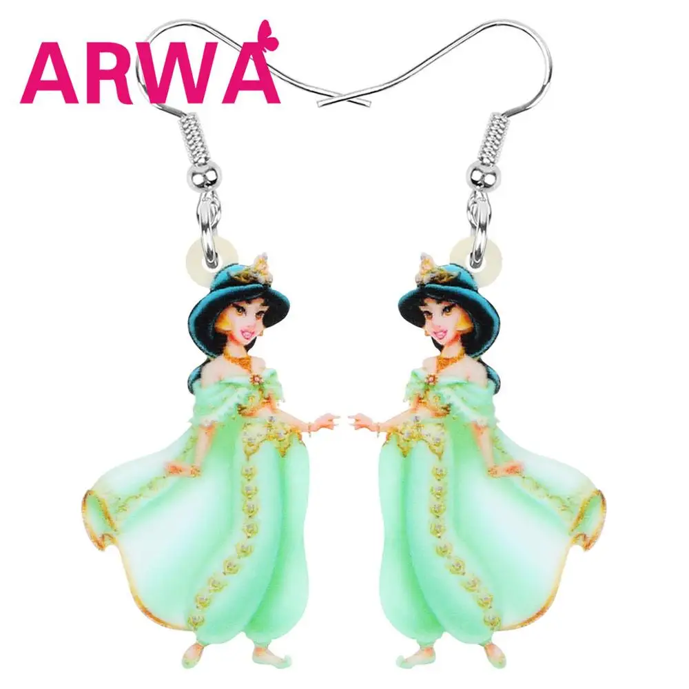 Акриловые серьги ARWA с зеленой улыбкой сказочные рисунком Мультяшные Висячие