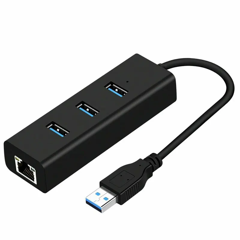 

3 Ports USB 3.0 Gigabit Ethernet Lan RJ45 Network Adapter Hub to 1000Mbps For Computer Tablets And More