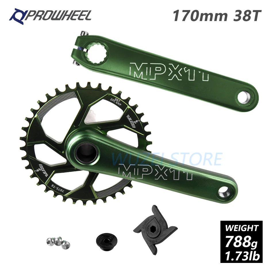 170mm Green 38T PROWHEEL MPX11 шатун для горного велосипеда 170 мм кривошипная Звездочка алюминиевый сплав mtb части велосипеда для SRAM GXP XX1 X9 XO X01 - Цвет: 170mm Green 38T