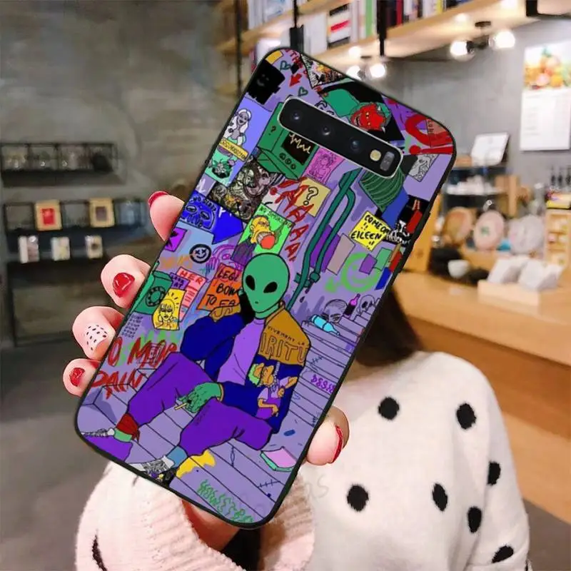 

Trippy Tie Dye Peace Alien Phone Case For Samsung A50 A51 A71 A20E A20S S10 S20 S21 S30 Plus ultra 5G M11 funda shell