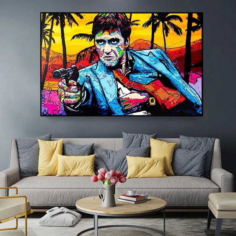 

Graffiti Portrait Tony Montana Street Art Canvas Painting Abstract Figure Living Room Wall Picture Poster Print Home Decoration