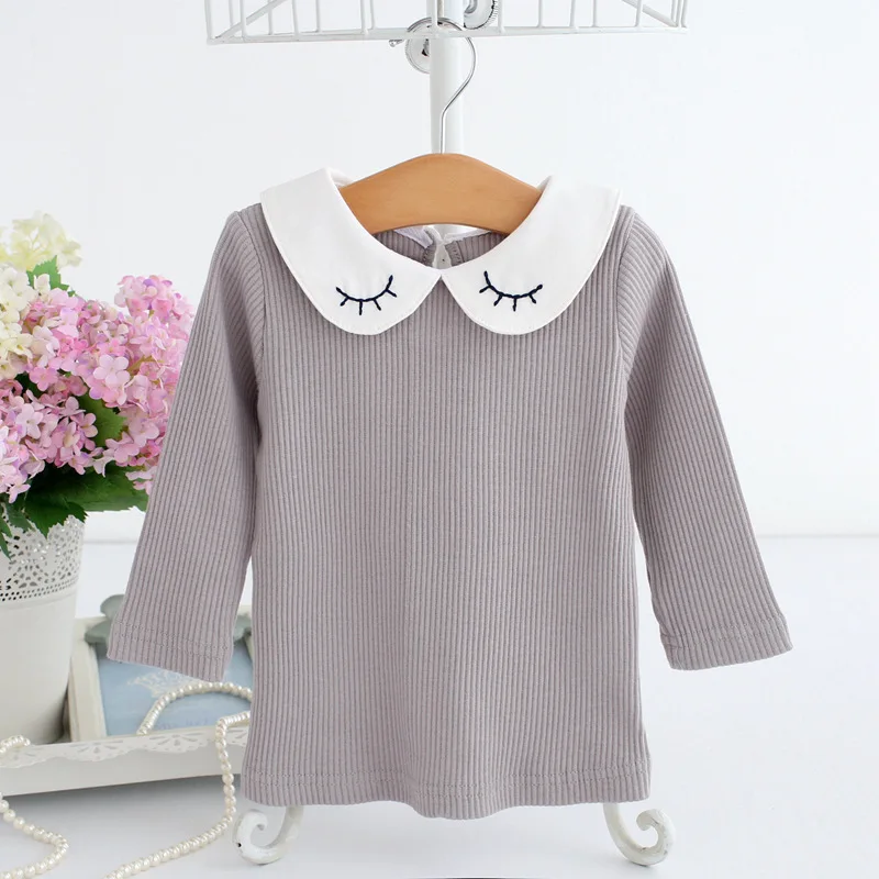 Рубашка принцессы для маленьких девочек с круглым отложным воротником топы