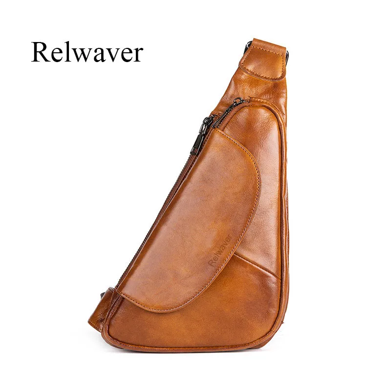 

Triangle shape cow leather men's chest bag vintage style men messenger bag chic trend genuine leather men's shoulder bag
