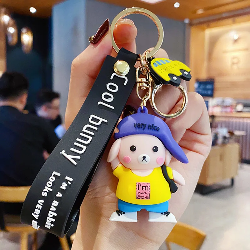 

2021 Cartoon Satchel Pig Key Chain Fashion Lovers Bags Pendant Car Keychains Wearing Hats Lovely Pig StudentKeyrings Wholesale