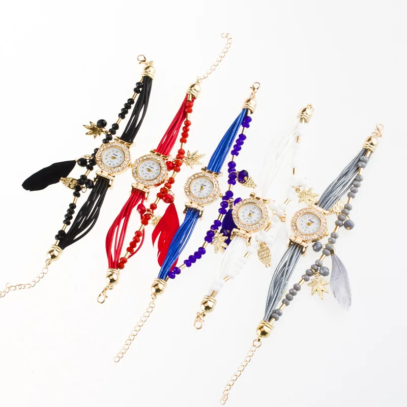 

2019 new fashion bracelet quartz watch for women Leather strap Owl pendant wristwatches reloj mujer