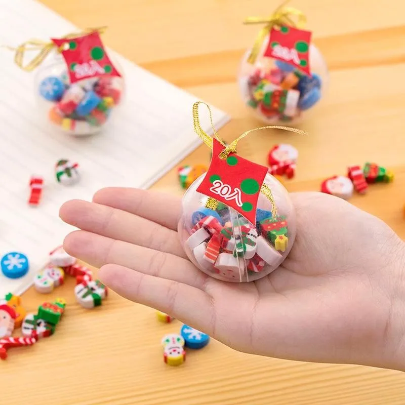 

20pcs Christmas Erasers Snowman Santa Mini Rubber Eraser Kawaii Stationery School Office Correction Supplies Kid Gift