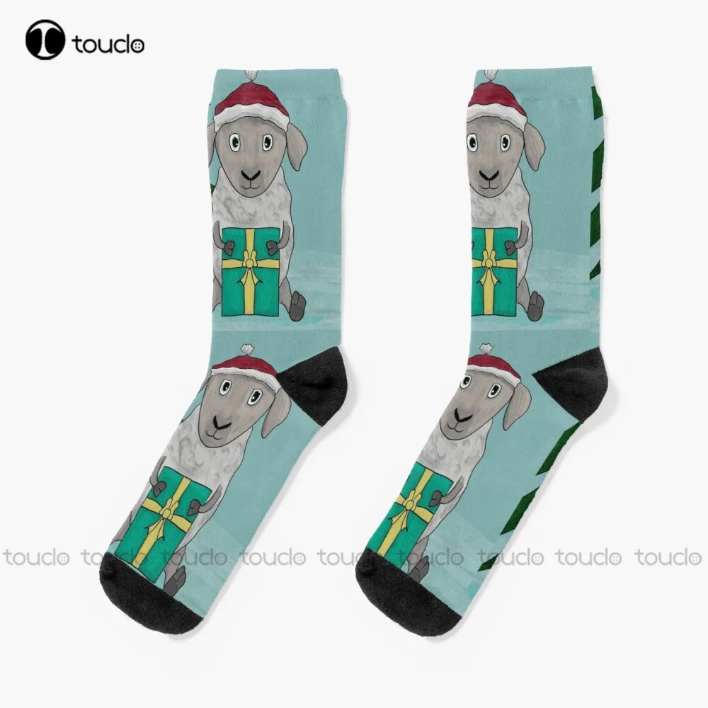 

Sheep Christmas Socks Black Football Socks Personalized Custom Unisex Adult Teen Youth Socks 360° Digital Print Fashion New
