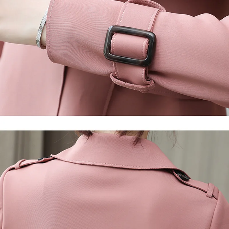 Тренчкот женский средней длины универсальный двубортный розовый топ с