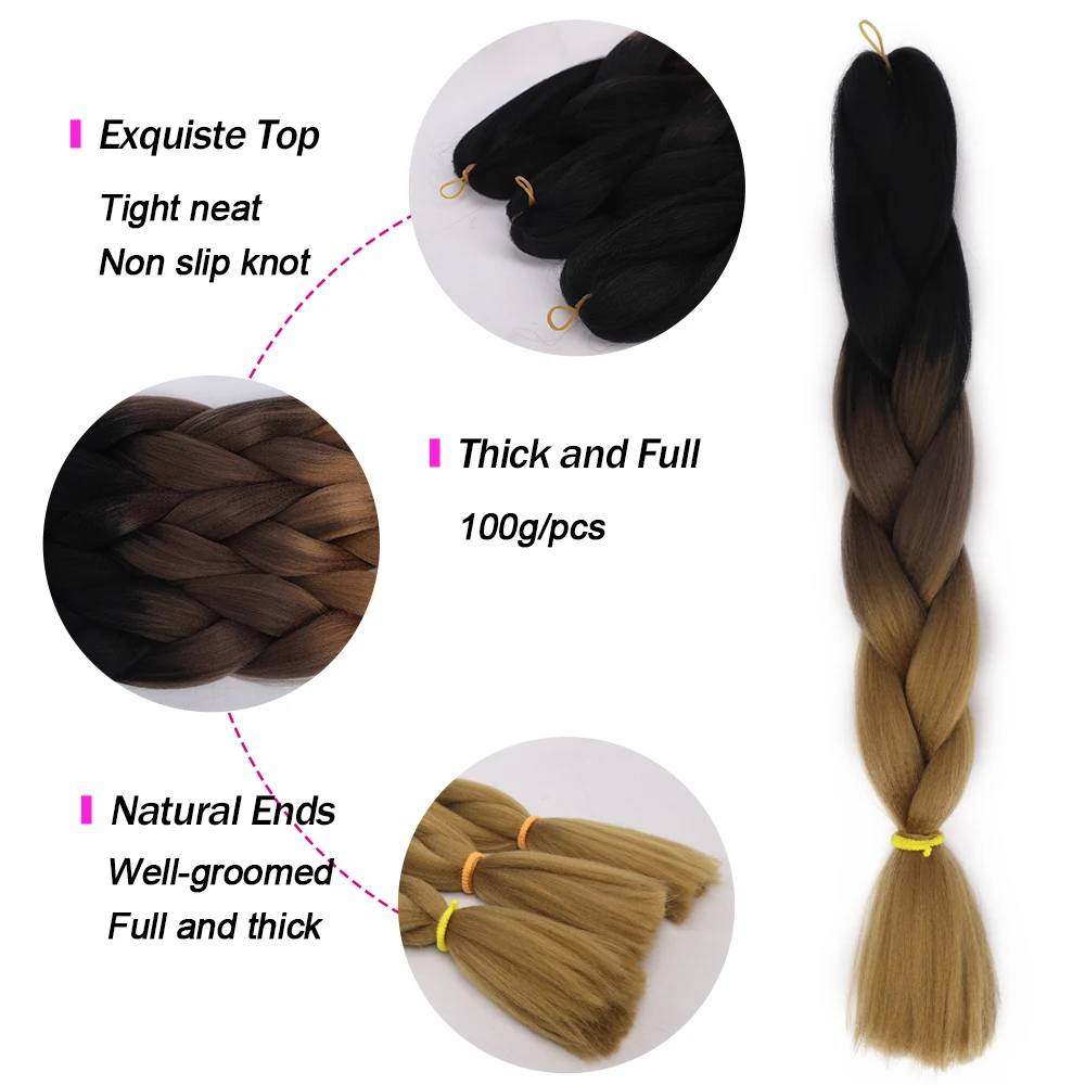 Длинные волосы для плетения с эффектом омбре косы в Джамбо коробке 100 г длинные 24