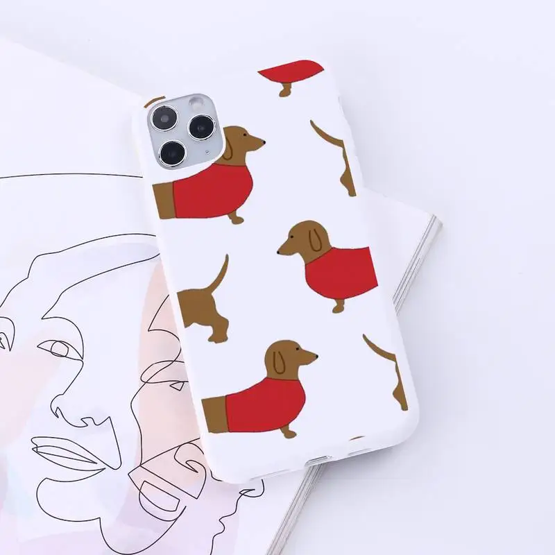 

Cartoons Dachshund Bulldog Phone Case Candy Color for iPhone 6 7 8 11 12 s mini pro X XS XR MAX Plus