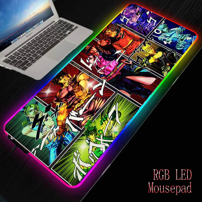 

XGZ Jojo Anime Gaming RGB Large Mouse Pad Gamer Big Mat Computer pad Led Backlight XXL Mause Keyboard Desk