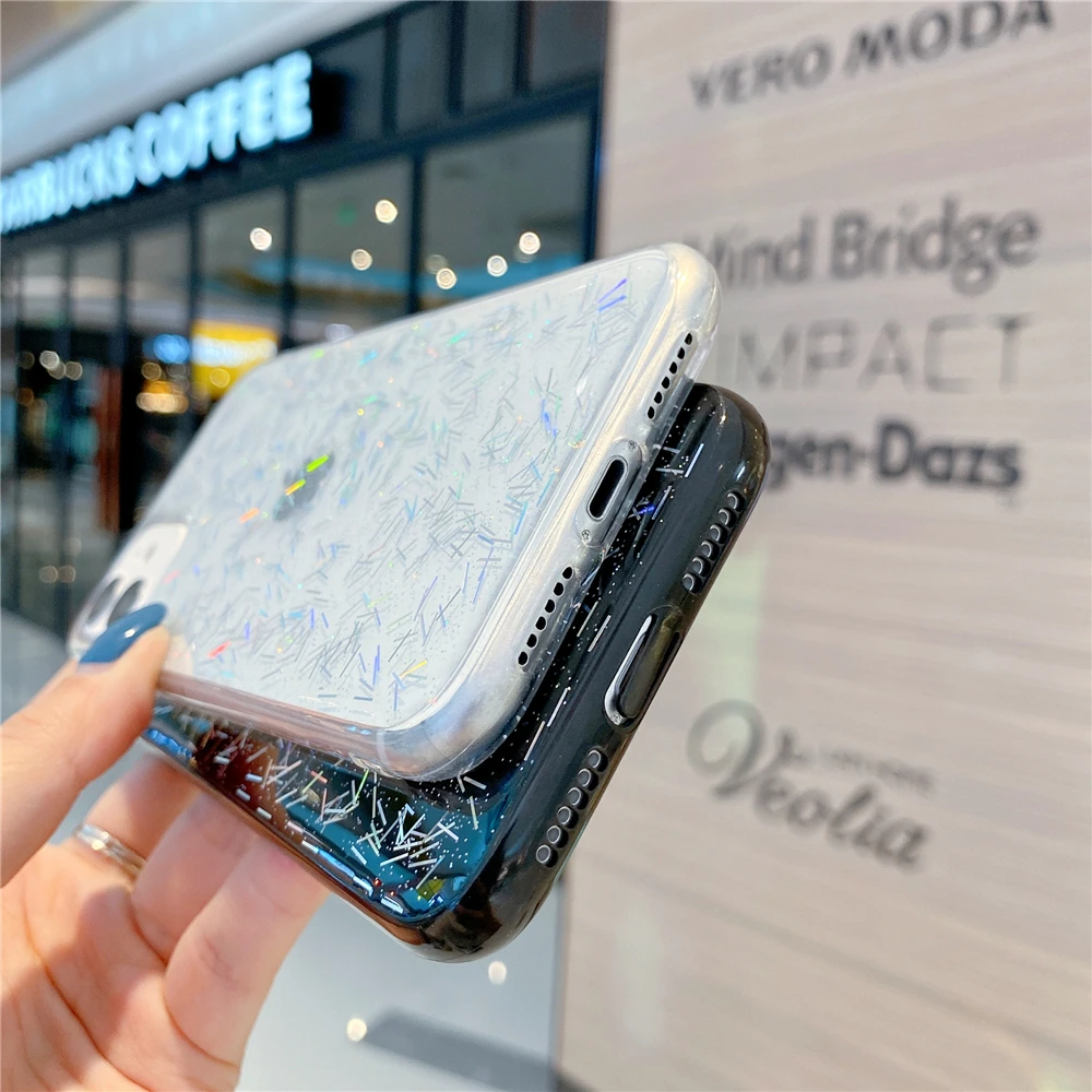 Блестящий силиконовый чехол с лазерным дождём для Huawei P Smart 2019 2020 2021 Z Plus задняя