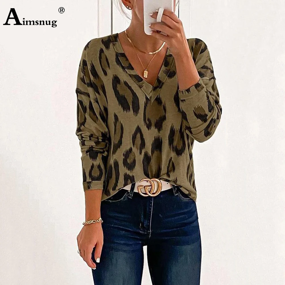 

Plus Size Ladies Elegant Leisure Casual T-shirt Leopard Print Tops Loose Womens Clothing 2021 Spring Autumn Tees shirt Femme 3XL