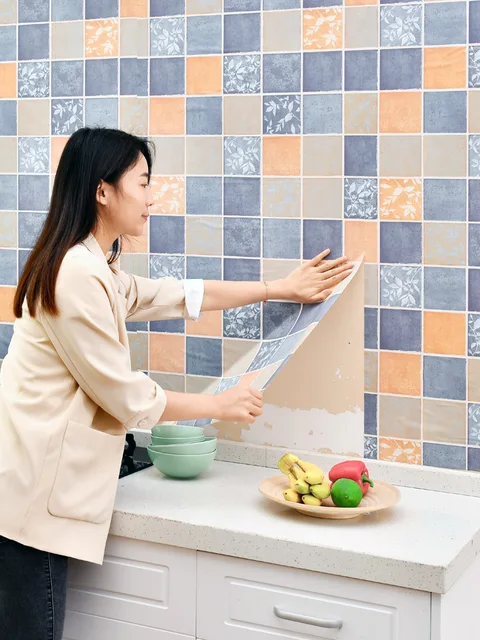 60x200cm Wall Paper Waterproof Heat Resistant Self Adhesive Anti Oil Kitchen  Wallpaper