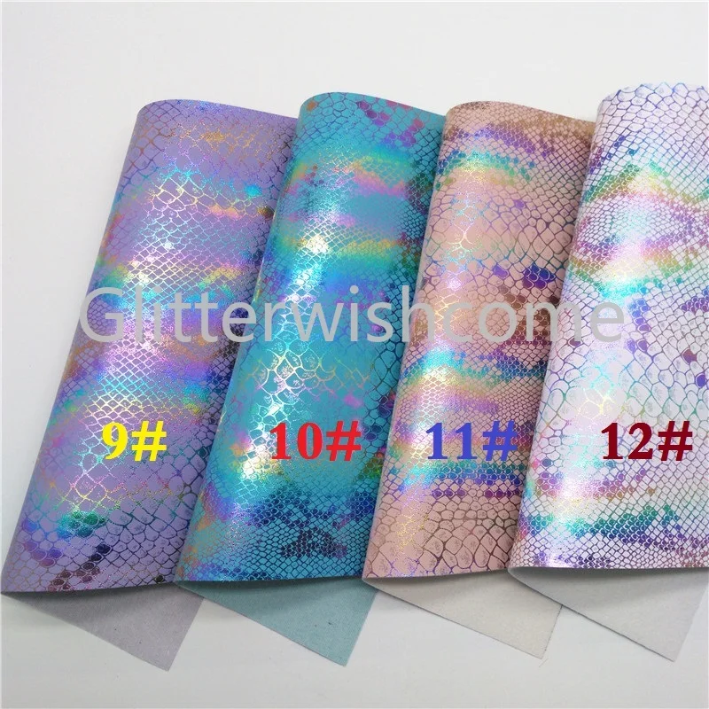 Винил Glitterwishcome размера A4 21 х29 см для бантов радужная металлическая змеиная кожа