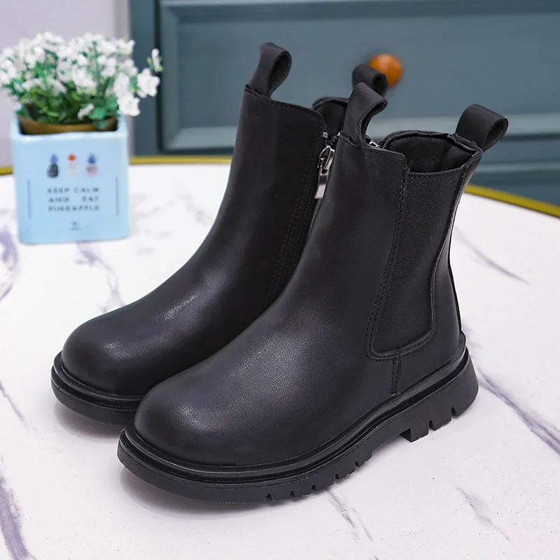 

3-12y New Fashion Autumn Winter Girls' Ankle Boots Kids Childrens Shoes Mid-Calf Snow Flat with Chelsea Christmas Western Boots