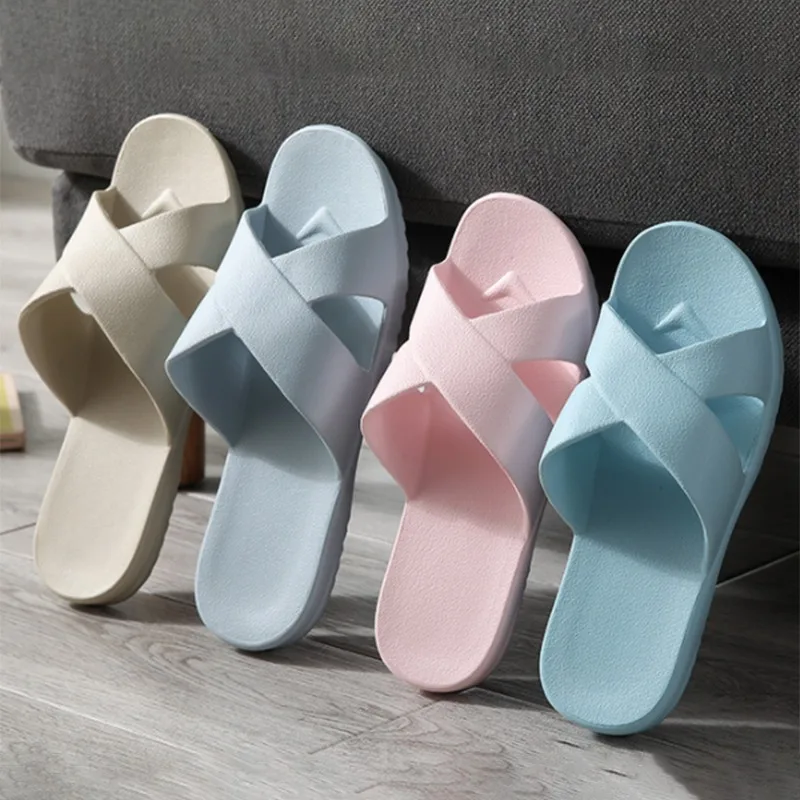 

2021 Summer Non-slip Bathroom Slides Flops Couples Unisex Platform Slippers Home Men Slippers Simple Solid Color Shoes