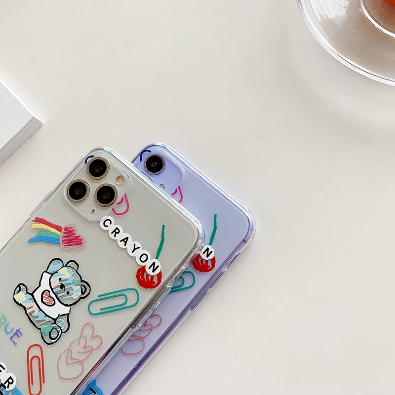 Корея INS граффити медведь чехол для мобильного телефона iphone 11 Pro MAX XR XS силиконовый