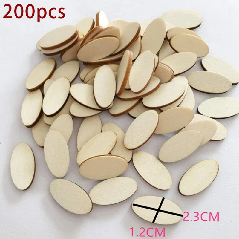 200Pcs Wooden Oval Slices Unfinished Slice For DIY Craft Paint Christmas Decor Centerpiece Gift Tag | Дом и сад