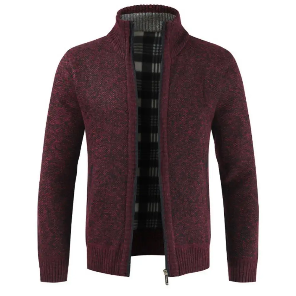 

Autumn Winter Men Knitted Sweater Pockets Plush Liner Warm Slim Cardigan Coat мужские пиджаки