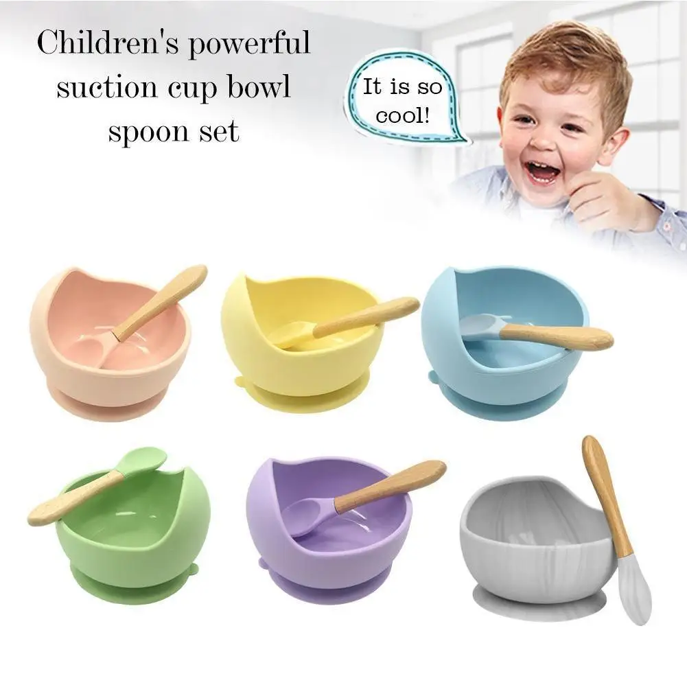 

1 Set Silicone Waterproof Baby Bib + Baby Feeding Bowl Spoon Tableware Waterproof Saliva Dripping Bibs Soft Edible Silicone Bib