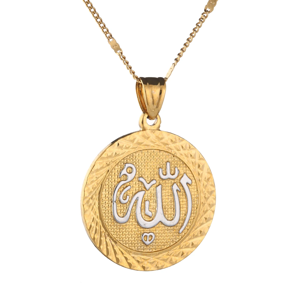 Серебряный розовый золотой цвет гравировка Аллах мусульманский кулон ожерелье