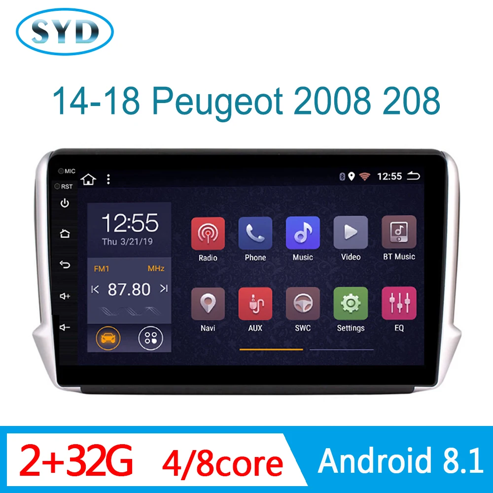 Автомагнитола для Peugeot 2008 208 мультимедиа навигация GPS dvd automotivo FM DSP RDS SWC 1 din Android 8