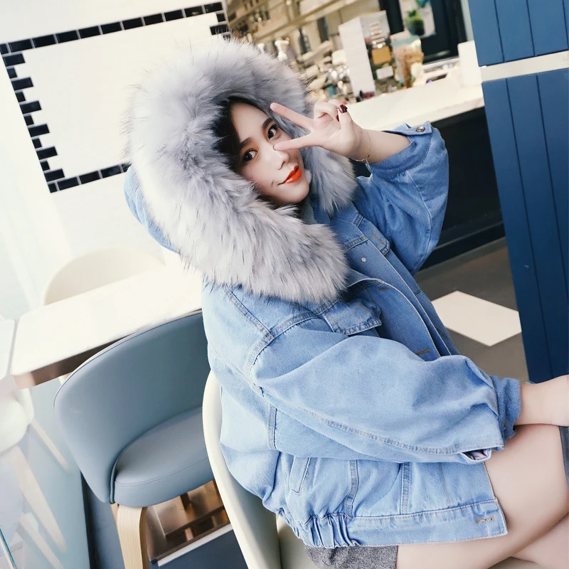 

2021 New Fashion Woman's Hoodies Spring Autumn Winter Fluffy Collar Casual Hoodies Hoodies Keep Warm Sweatshirt Denim Jacket Top