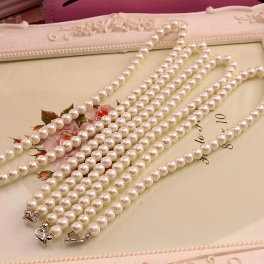 

White Pearl Necklace Women Elegant Party Neck Jewelry Freshwater Beads Necklaces Fashion Geometric Pendants Designer Brand Chain