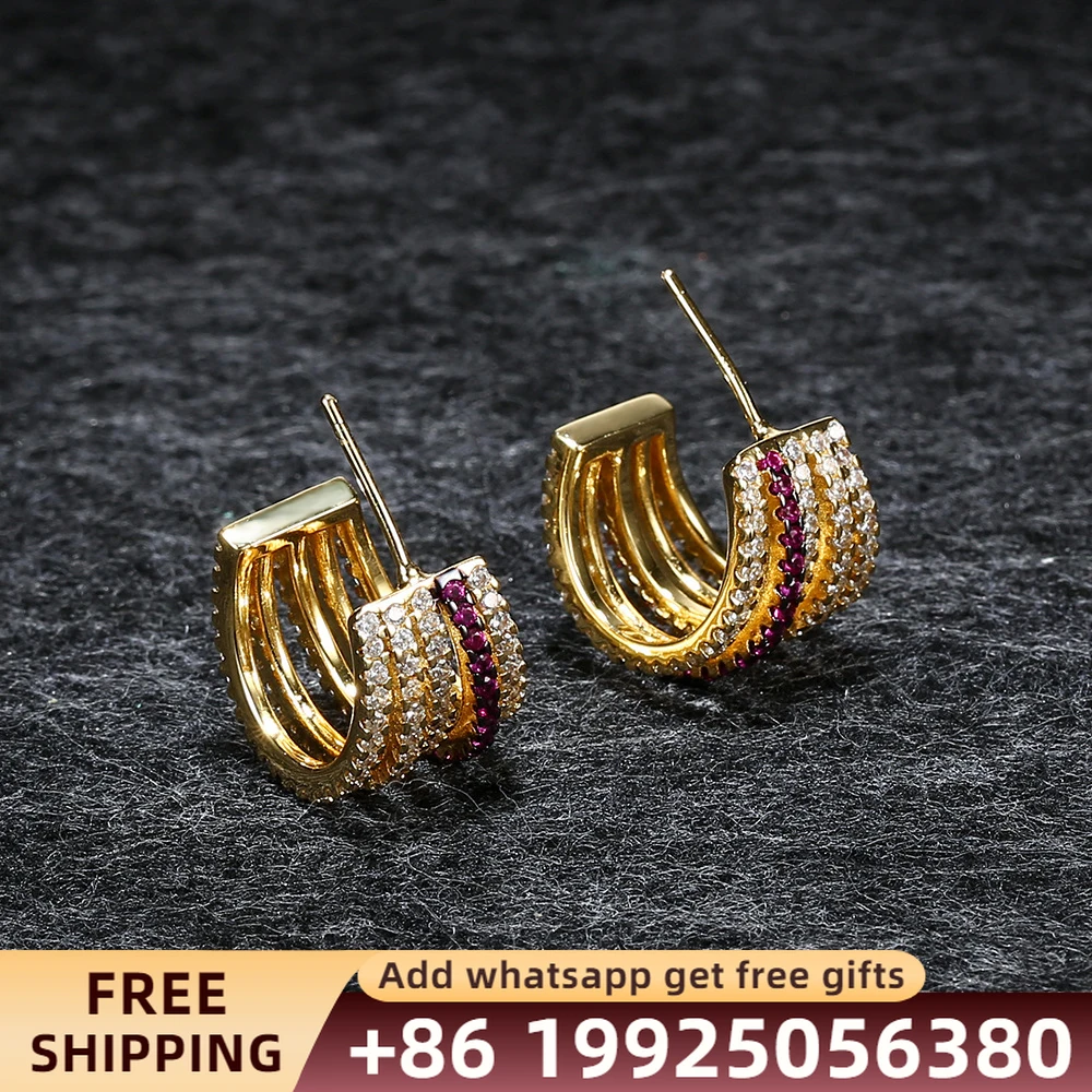 

High Quality Monaco Jewelry Zircon Earrings Simple Earring Original 1:1 Classic Fashion S925 Sterling Silver Jewelry Gift